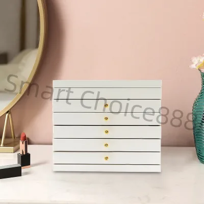 Boîte à bijoux blanche à 6 niveaux avec miroir – image 2
