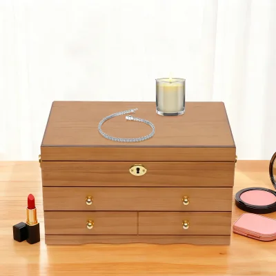 Boîte à bijoux en bois à 3 niveaux, style vintage – image 2