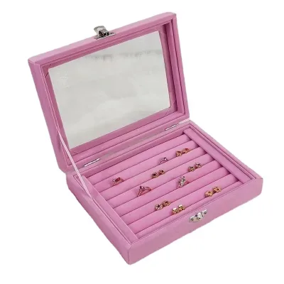 Boîte à bijoux en velours avec couvercle