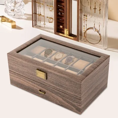 Boîte à montres marron 2 niveaux, 24 emplacements – image 2