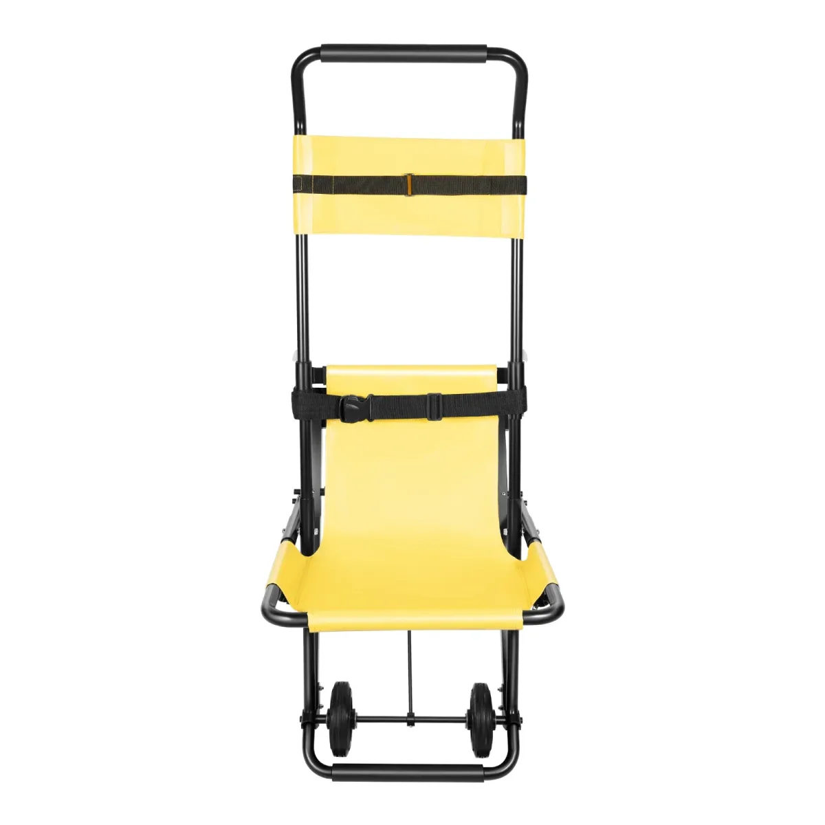 Chaise d'escalier pliante jaune et noire, 4 roues