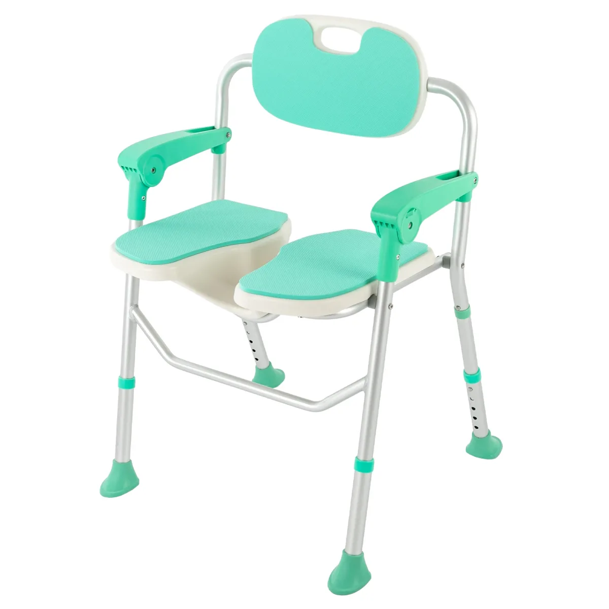 Chaise de douche pliante bleue, hauteur réglable