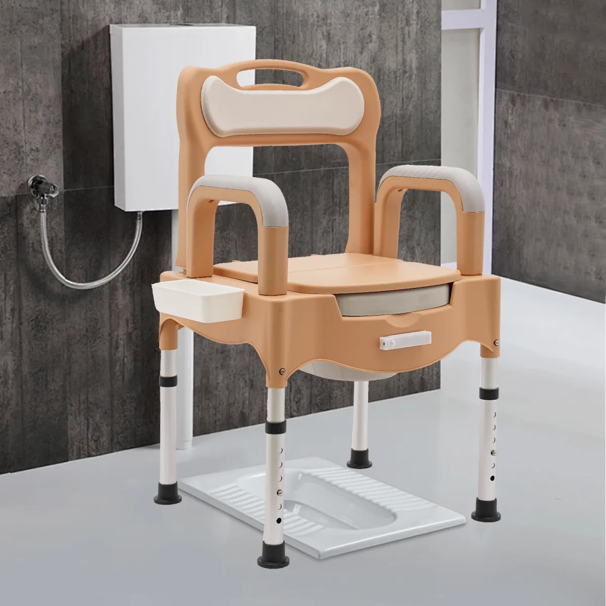 Chaise de toilette réglable kaki pour chevet
