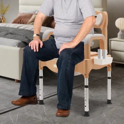 Chaise de toilette réglable kaki pour chevet – image 3