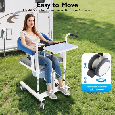 Chaise de transfert hydraulique bleue avec seau – image 2