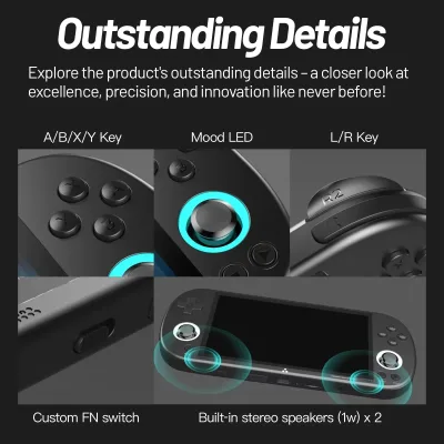 Console de jeu portable rétro, écran IPS 4,96 pouces – image 3