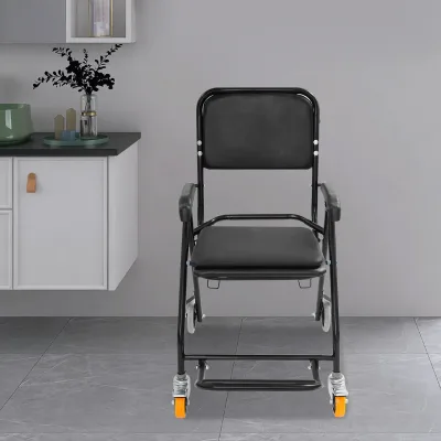 Fauteuil roulant de douche noir avec commode – image 3