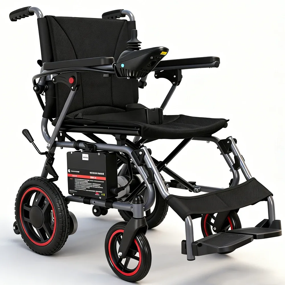 Fauteuil roulant électrique pliable, cadre en acier