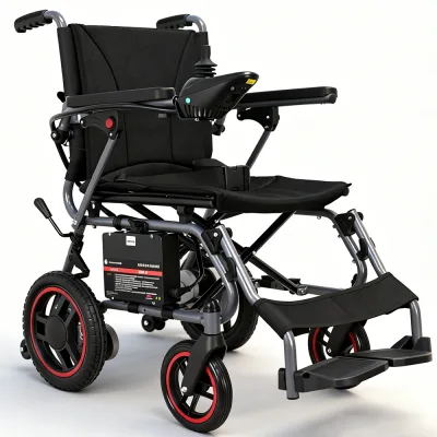 Fauteuil roulant électrique pliable, cadre en acier