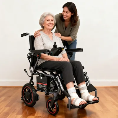 Fauteuil roulant électrique pliable, cadre en acier – image 2