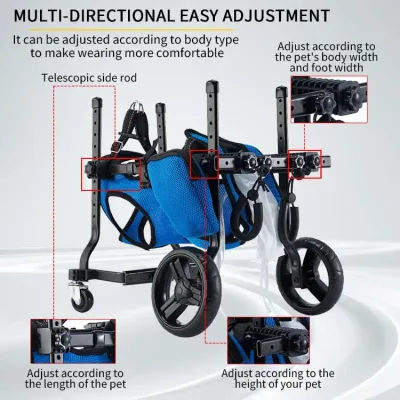 Fauteuil roulant en aluminium pour chien, réglable – image 2