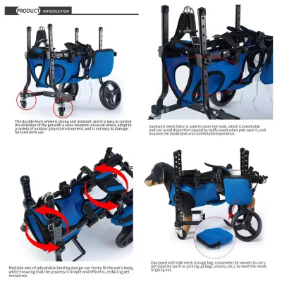 Fauteuil roulant en aluminium pour chien, réglable – image 3