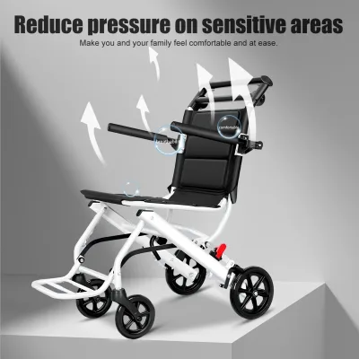 Fauteuil roulant pliable en acier carbone, léger