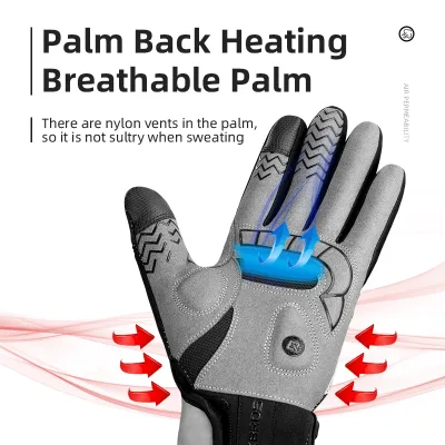 Gants de vélo d'hiver chauffants en microfibre – image 3